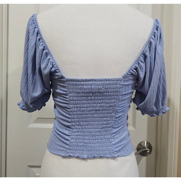 Urban Outfitters Milkmaid Top Ruched Smocked Puff Sleeve Size L - Picture 3 of 8